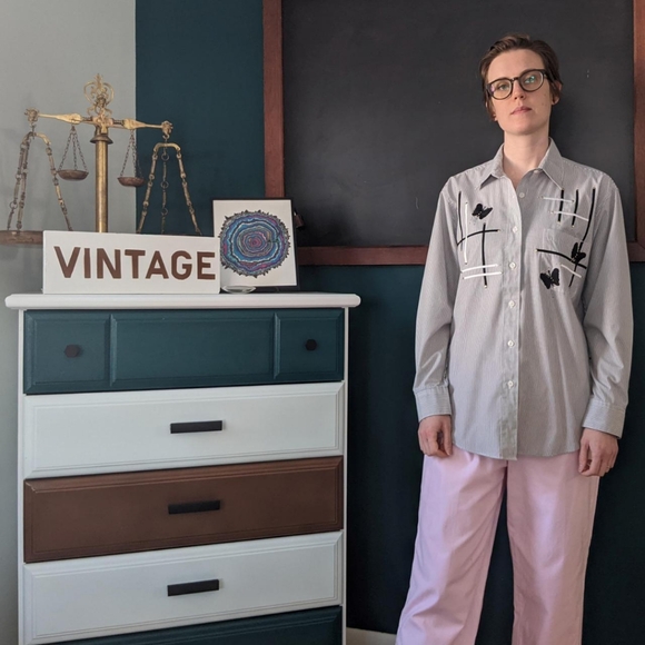 Vintage Whimsygoth Beetlejuice Butterfly Button-up - Picture 3 of 7